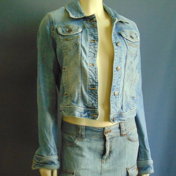 Abercrombie & Fitch Vintage Y2K Distressed Denim Blue Jean Jacket L - Picture 1 of 6